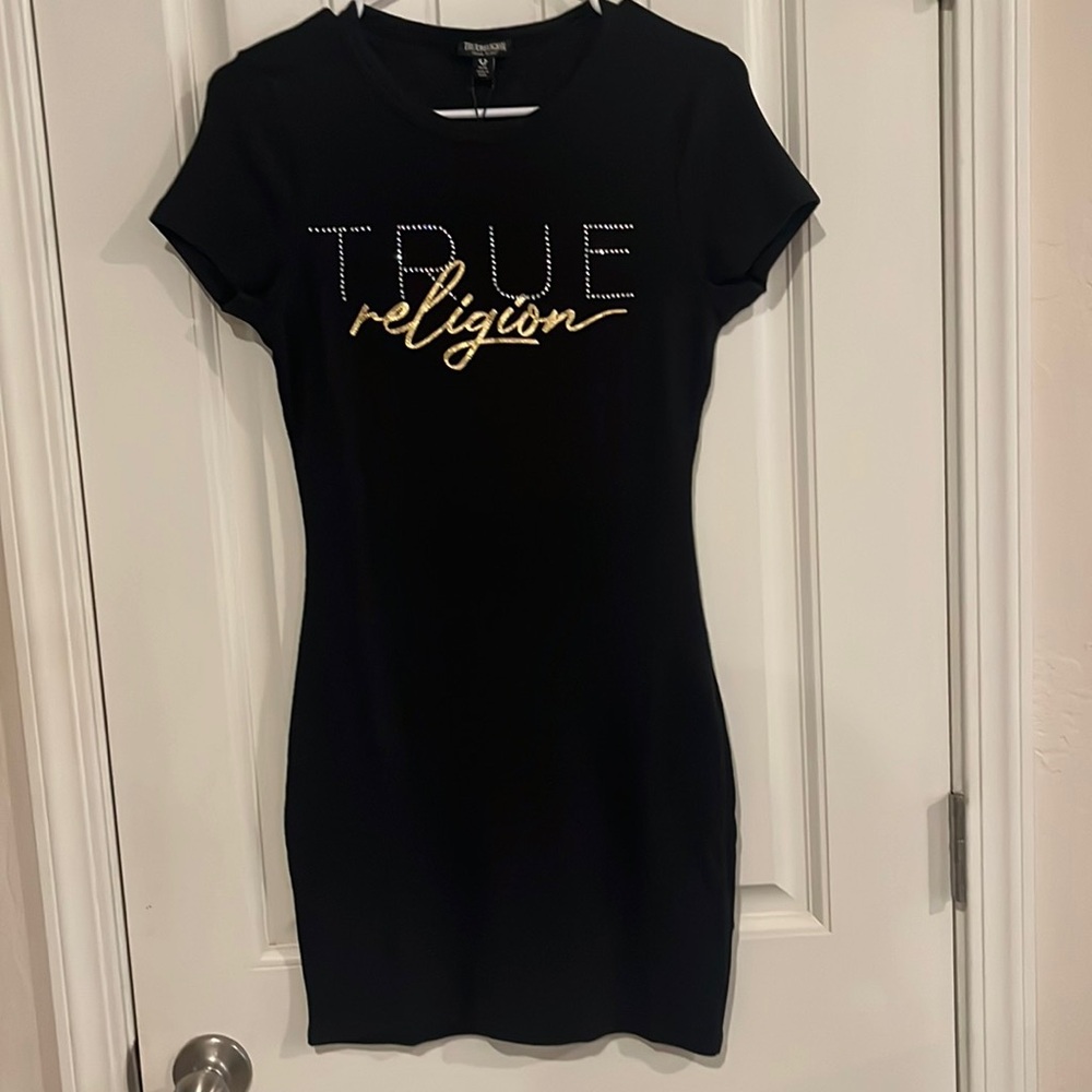NWT True Religion Black Rhinestone Slim Fit Dress